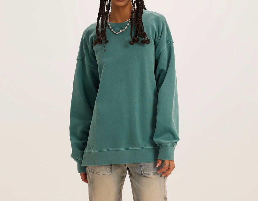 Beige Long Pattern 180 Unisex Heavy Side Slit Faded Sweatshirt