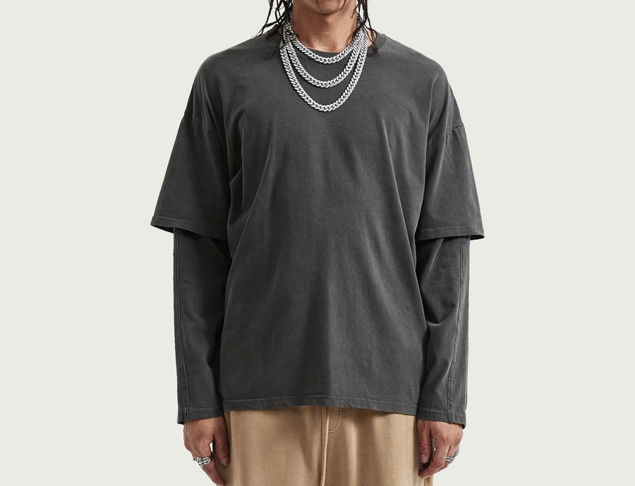 MarkStyle 11 Unisex Faux Layer Faded Long Sleeve