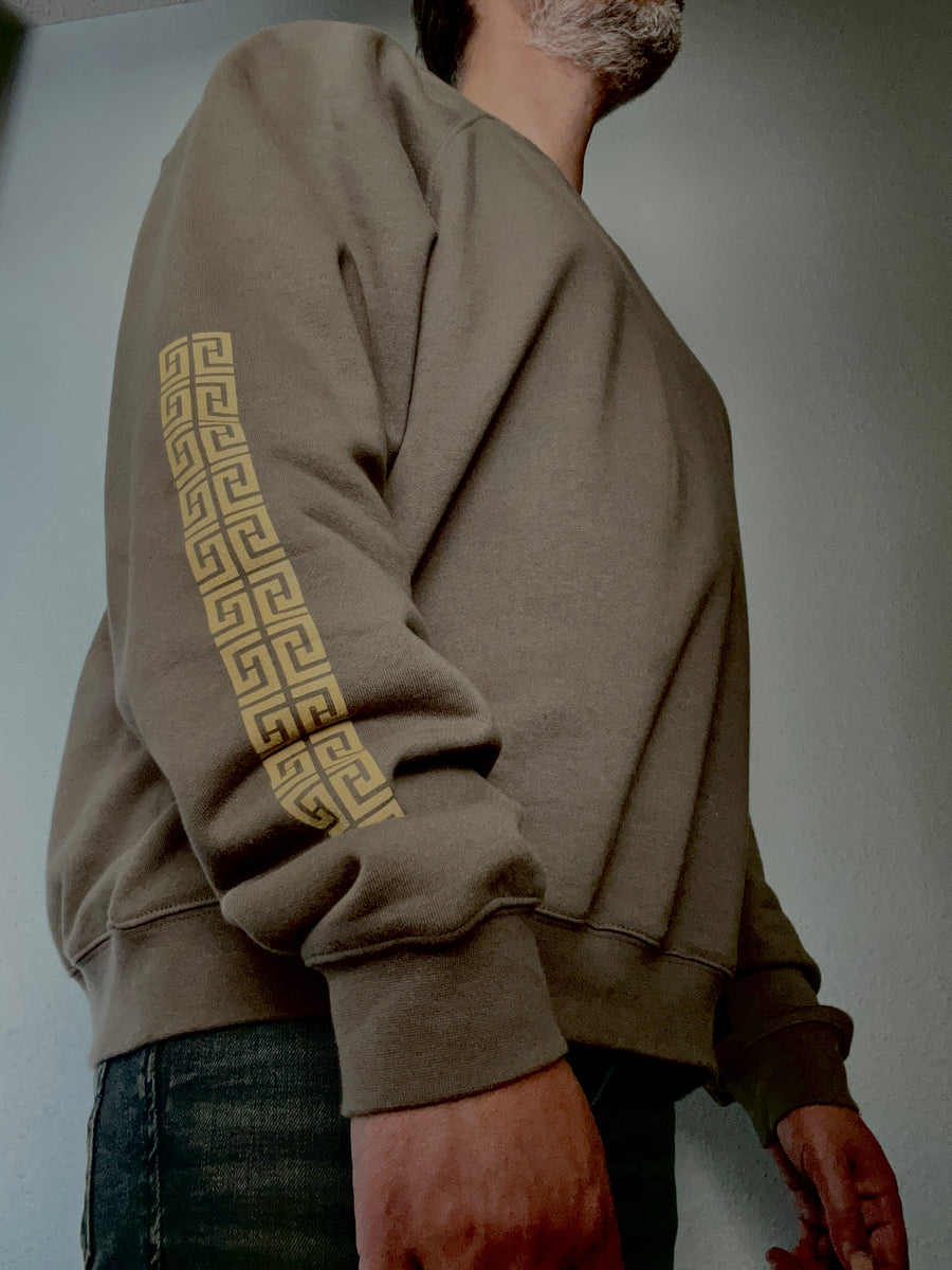 Beige Pattern Unisex Heavy Flecee Lined Sweatshirt
