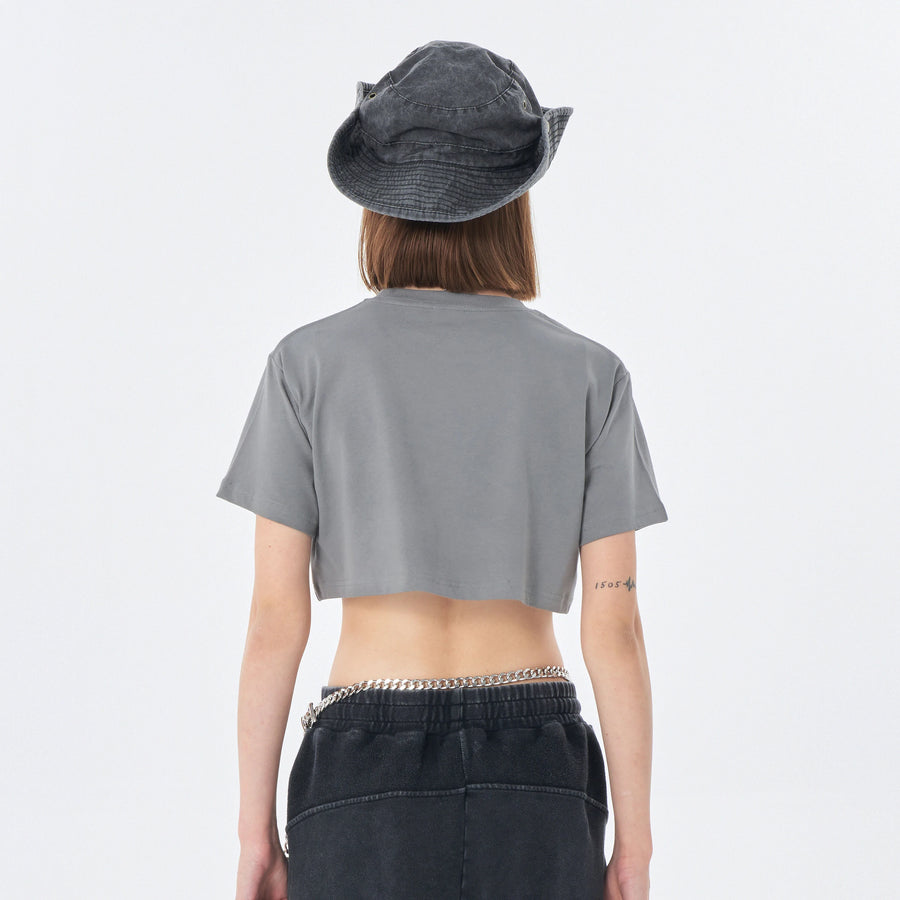 Black marklogo Women Crop Top Tshirt