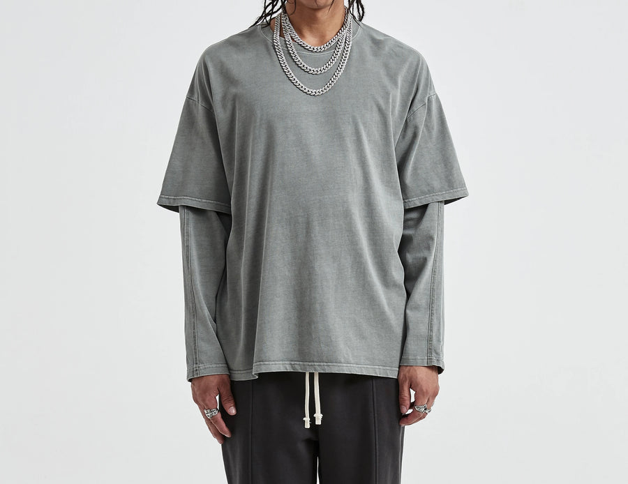 MarkStyle 11 Unisex Faux Layer Faded Long Sleeve