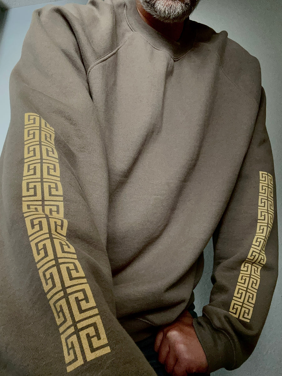 Beige Pattern Unisex Heavy Flecee Lined Sweatshirt