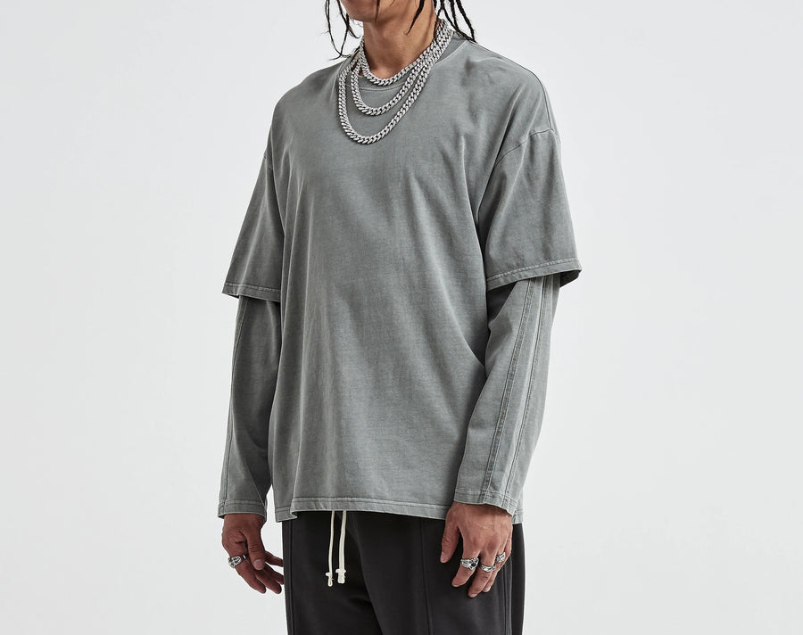 MarkStyle 11 Unisex Faux Layer Faded Long Sleeve