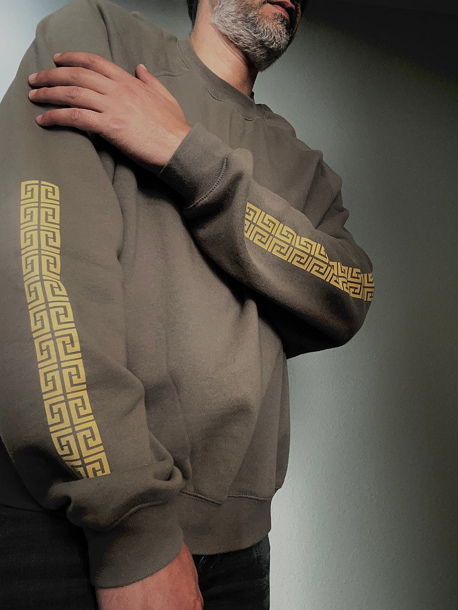 Beige Pattern Unisex Heavy Flecee Lined Sweatshirt
