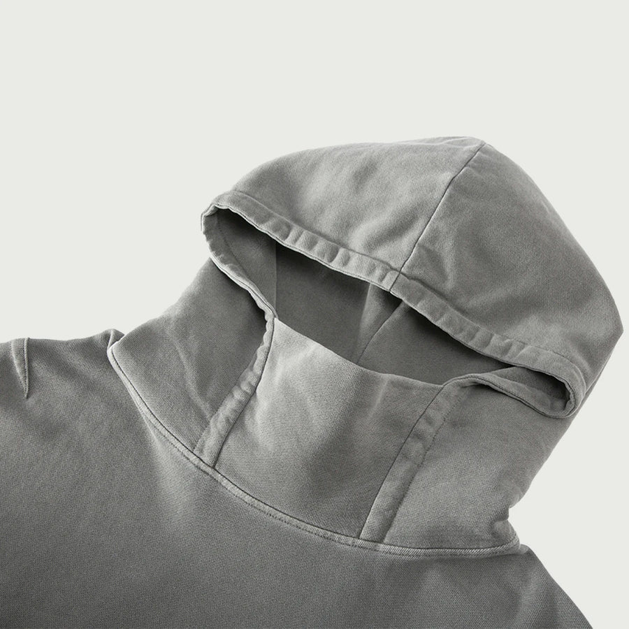 White Pattern 183 Unisex Washed Slit Hem Turtle Nick Hoodie