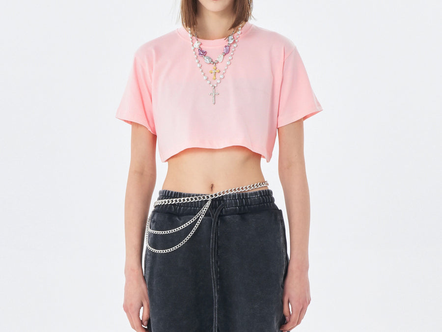 Black marklogo Women Crop Top Tshirt