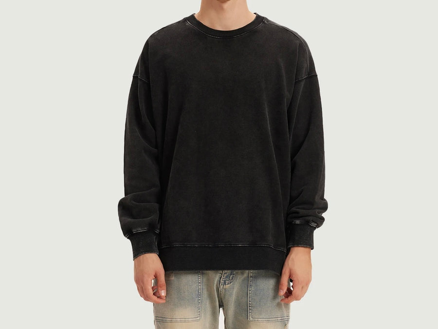 Beige Long Pattern 180 Unisex Heavy Side Slit Faded Sweatshirt