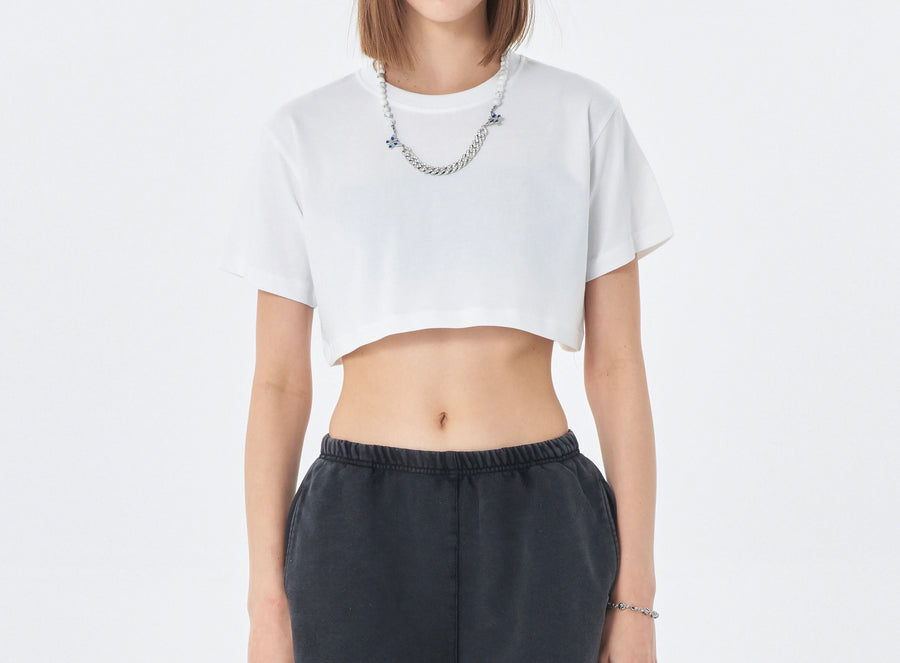 Black marklogo Women Crop Top Tshirt