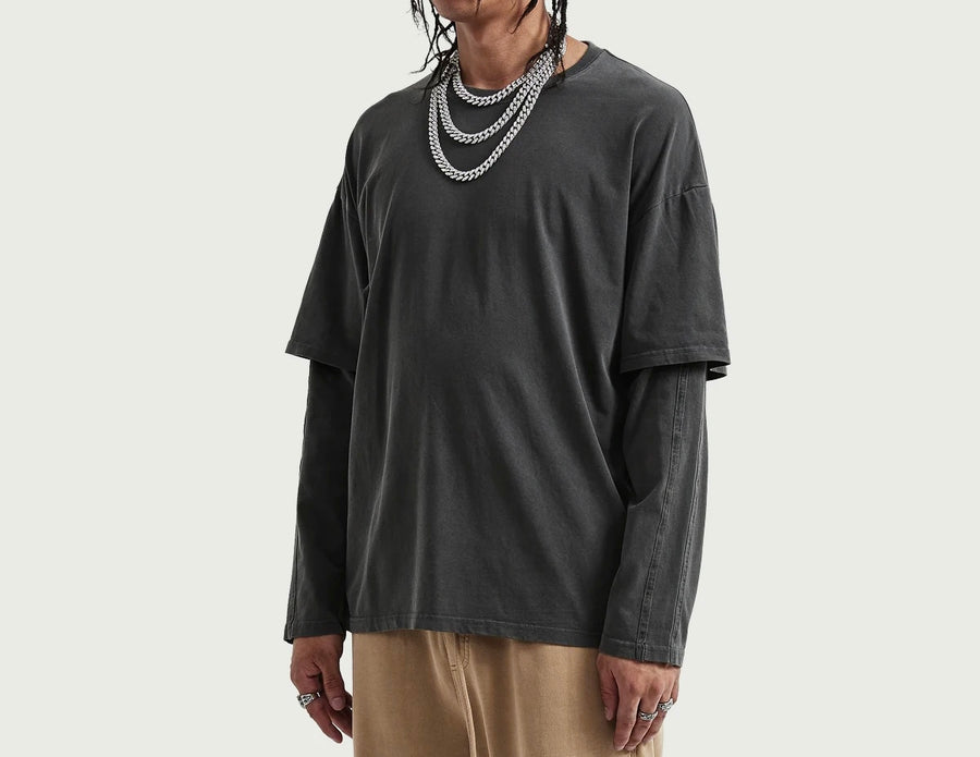 MarkStyle 11 Unisex Faux Layer Faded Long Sleeve