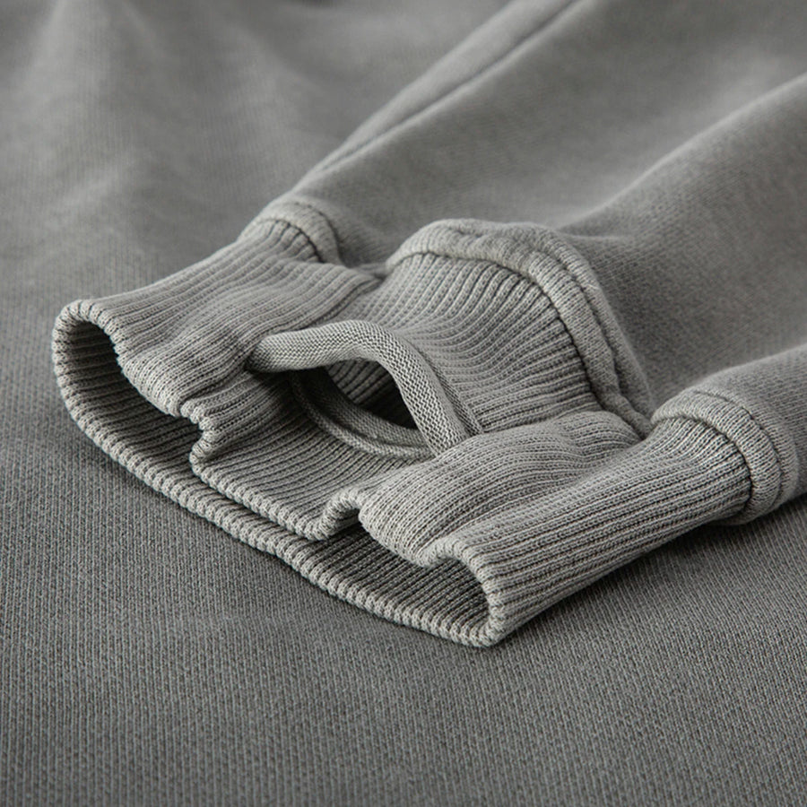 White Pattern 183 Unisex Washed Slit Hem Turtle Nick Hoodie