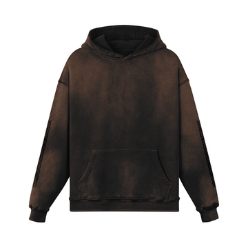 Long Sided Black Pattern Unisex Super Heavy Sun Faded Hoodie
